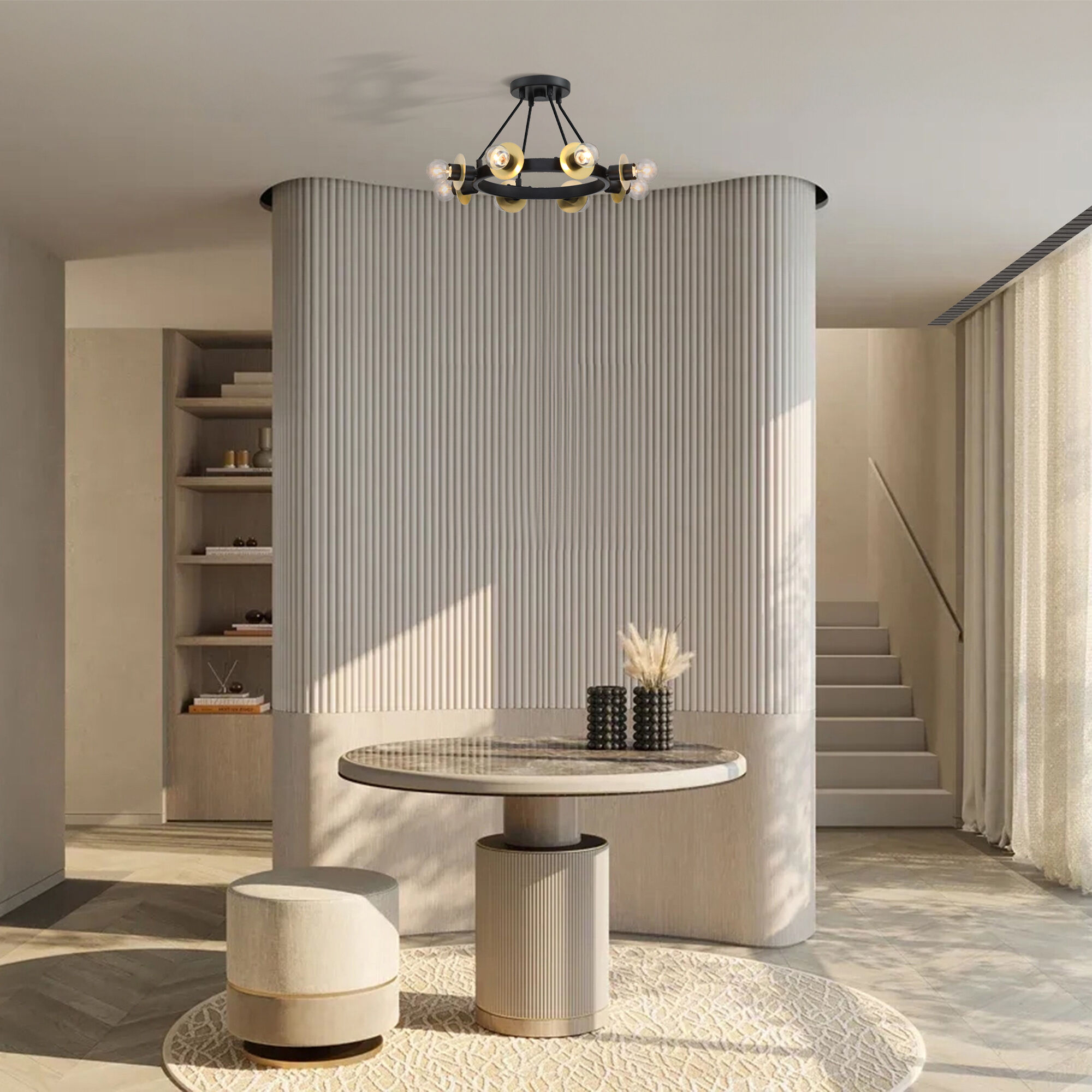 Harmoni 8 Light 16 inch Matte Black Semi Flush/Convertible Ceiling Light